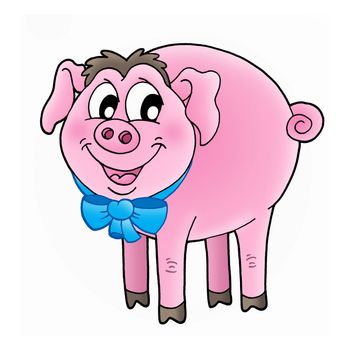 Color illustration of pink pig.