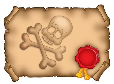 Pirate banner with seal - color illustration.