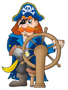 Pirate captain on white background - color illustration.