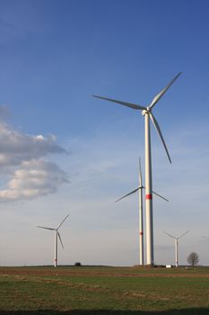 wind turbines in rural german landscape