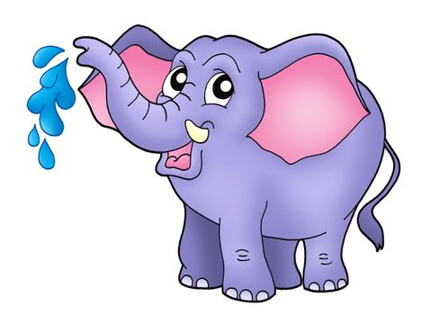 Color illustration of little elephant.