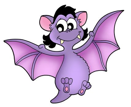 Smiling purple bat - color illustration.