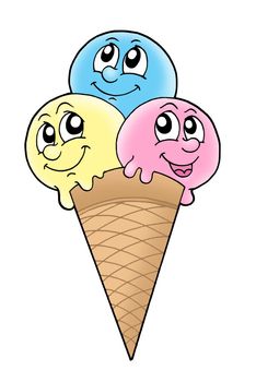 Smiling ice cream - color illustration.