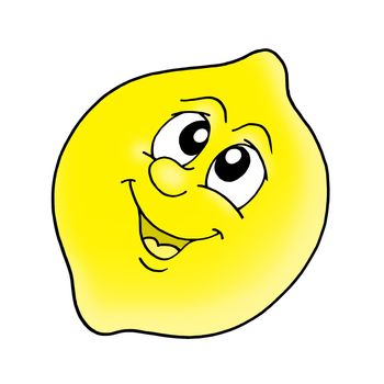 Smiling yellow lemon - color illustration.