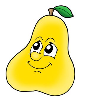 Smiling yellow pear - color illustration.