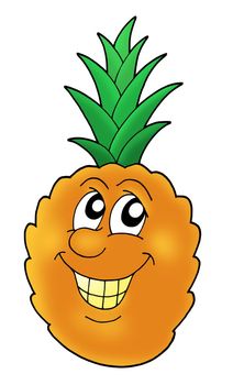 Smiling orange pineapple - color illustration.