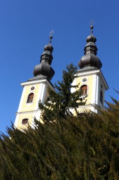 Two towers of an old village church