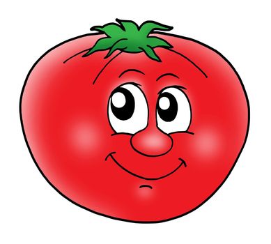 Smiling red tomato - color illustration.