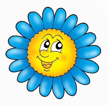 Smiling flower on white background - color illustration.