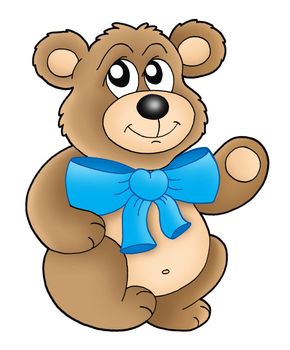 Brown teddy bear - color illustration.
