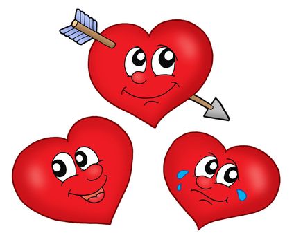 Three cartoon hearts - color illustration.