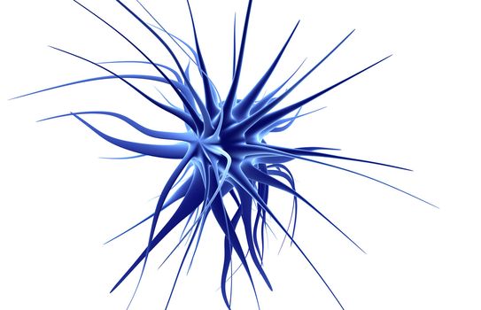 A neuronal cell cluster. 3D rendered illustration. Isolated on black.