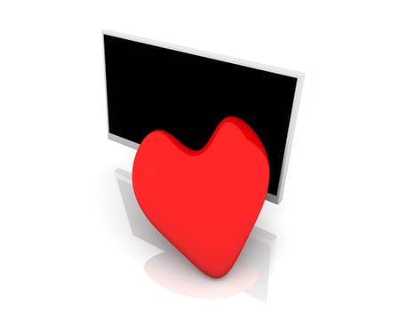 3D Illustration. Widescreen Display and a Heart.