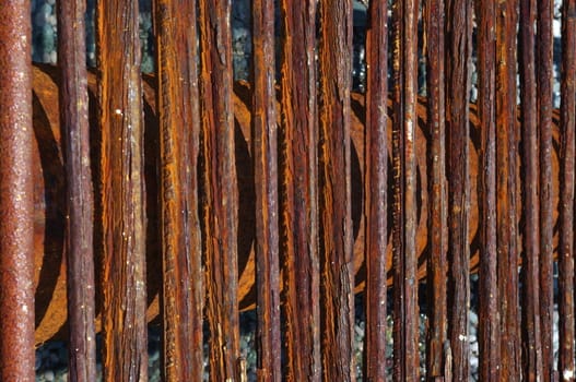 Old rusty iron lattice, corroded time