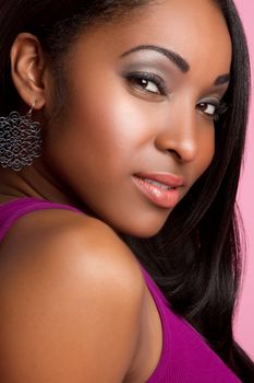 Pretty black woman portrait closeup