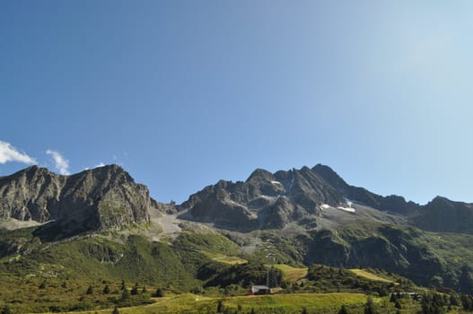 Alps Adamello mountains in summer, Tonale Italy