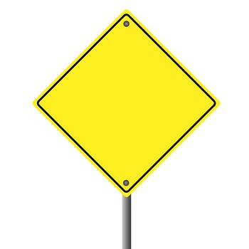 Image of a blank yellow sign on a white background.