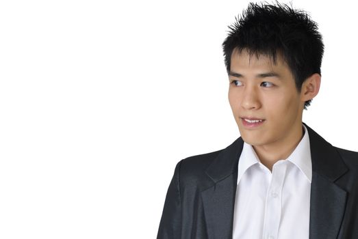 Young business man of Asian look away with copyspace.