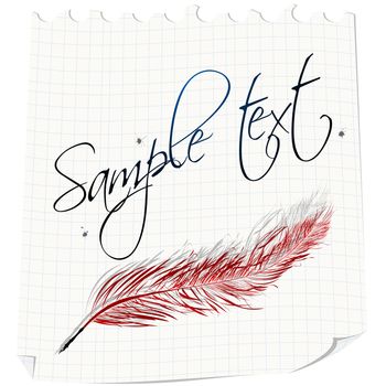 Sample text note and feather