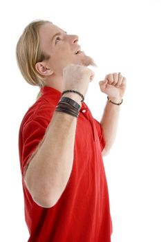 successful handsome caucasian male with white background