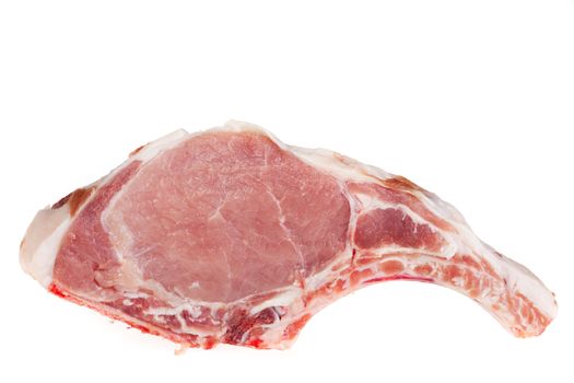 isolated raw pork cutlet
