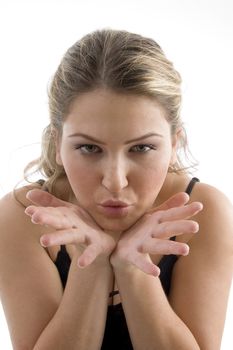 portrait of young model with white background