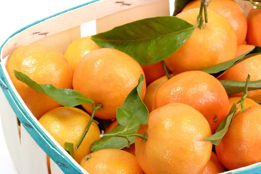 Close-up of tangerines or satsumas in a fruit package