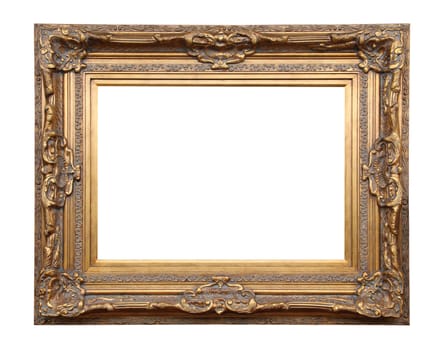 Picture gold frame with a decorative pattern.