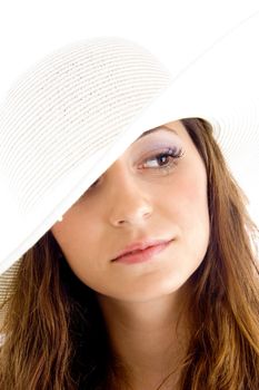 pretty model looking aside on an isolated background