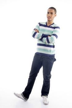 young boy showing thumbs up on an isolated white background