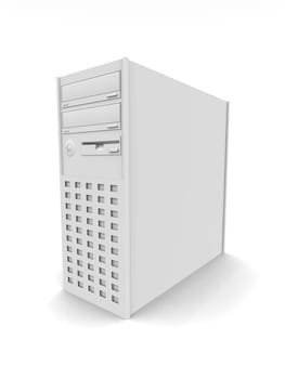 3D rendered PC Tower. Isolated on white.