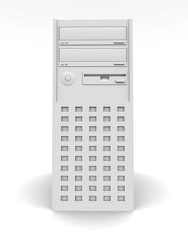 3D rendered PC Tower. Isolated on white.