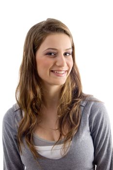 portrait of attractive female on an isolated white background