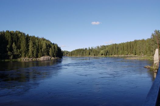 River landscape, river Glomma looking north from "Fossum bro"
