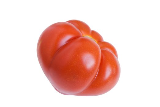 Red tomato is on the white background