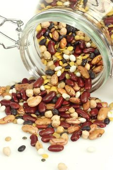 Mixed beans and lentils in a glass