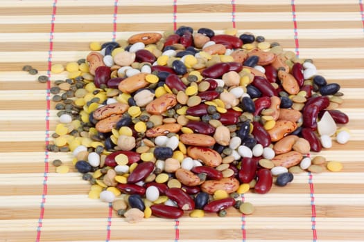 Mixed dried beans close up for background
