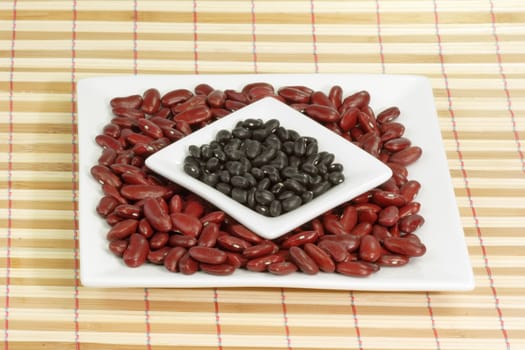 Red and black beans on a plate