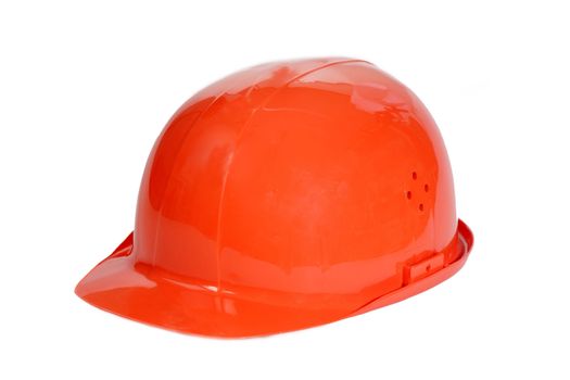 Orange safety hard hat on white.
