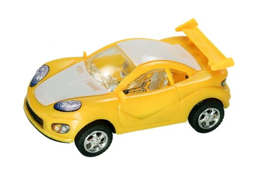 Yellow Toy Car isolated on white Background
