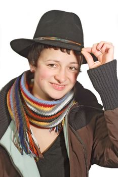 Young woman with black hat
