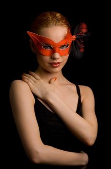 mysterious lady in red mask
