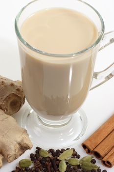 Indian tea with different sorts of spices