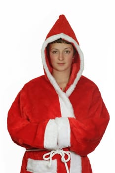 Friendly young santa woman