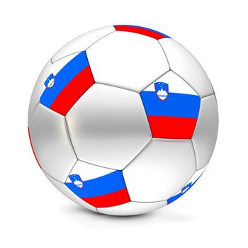 shiny football/soccer ball with the flag of Slovenia on the pentagons
