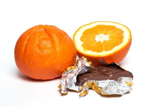 Chocolate or orange. Saparate on white.