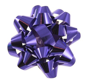 An isolated blue Christmas gift bow.

