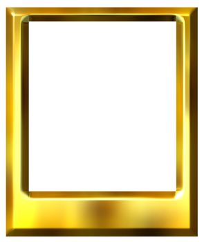 3d golden photo frame isolated in white