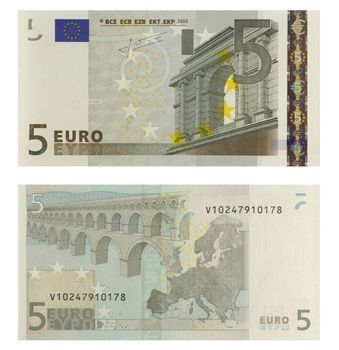 5 euro banknote isolated in white