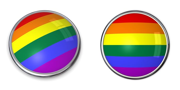 button style banner in 3D of gay/lesbian rainbow flag